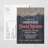 Rustieke Burlap en Barn Wood Familiereünie Briefkaart (Voorkant / Achterkant)