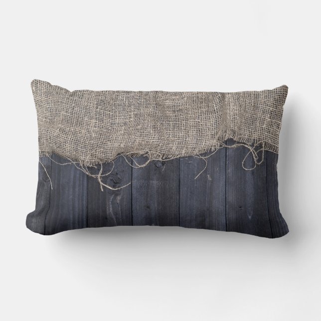 Rustieke Burlap en Barn Wood Farmhouse Style Kussen (Voorkant)