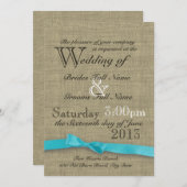 Rustieke Burlap en Bow Country Wedding Kaart (Voorkant / Achterkant)