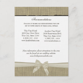 Rustieke Burlap en Bow Direction Info Kaart