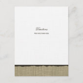 Rustieke Burlap en Bow Direction Info Kaart (Achterkant)