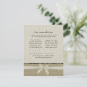 Rustieke Burlap en Bow Direction Info Kaart (Staand voorkant)