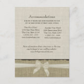 Rustieke Burlap en Bow Direction Info Kaart (Voorkant)