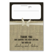 Rustieke Burlap en Bow Seating Kaart (Voorkant)