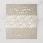 Rustieke Burlap en kant bruiloft plaats kaart Plaatskaartje (Buitenkant ongevouwen)