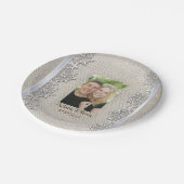 Rustieke Burlap en kant foto bruiloft Papieren Bordje (Gekanteld)