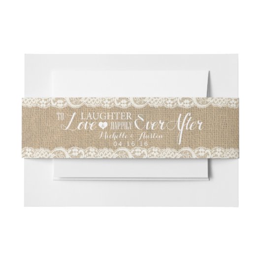 Rustieke Burlap en Kant | Gelukkig ooit daarna Uitnodigingen Wikkel (Voorkant Voorbeeld)