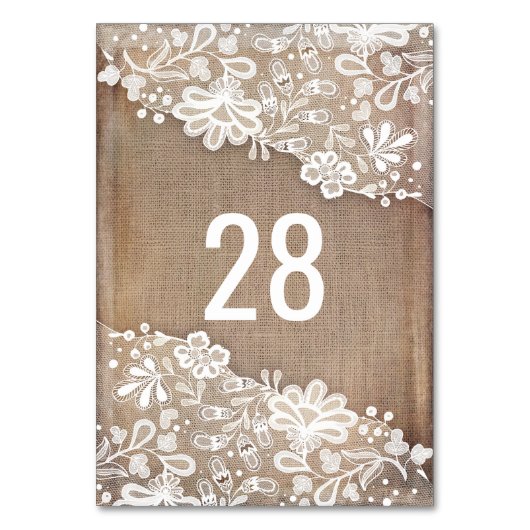 Rustieke Burlap en  kant oude bruiloft Kaart (Achterkant)