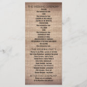 Rustieke burlap en kant trouwprogramma's programmakaart (Achterkant)