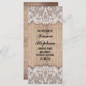 Rustieke burlap en kant trouwprogramma's programmakaart (Voorkant / Achterkant)