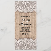 Rustieke burlap en kant trouwprogramma's programmakaart (Voorkant)