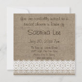 Rustieke Burlap en  kant Vrijgezellenfeest Kaart (Achterkant)