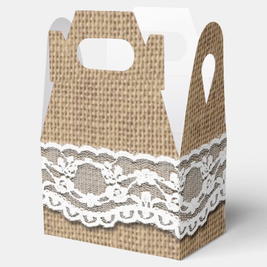Rustieke Burlap en Lace Art Gable Favor Box Bedankdoosjes (Geopend)