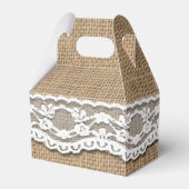 Rustieke Burlap en Lace Art Gable Favor Box Bedankdoosjes (Voorkant Zijde)