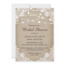 Rustieke Burlap en Lace bruids douche uitnodiging