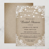 Rustieke Burlap en Lace bruids douche uitnodiging (Voorkant / Achterkant)