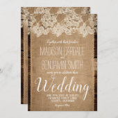 Rustieke Burlap en Lace Country bruiloft uitnodigi Kaart (Voorkant / Achterkant)