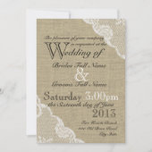 Rustieke Burlap en Lace Country Wedding Kaart (Voorkant)