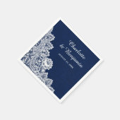 Rustieke Burlap en Lace Navy Blue Bruiloft Servet (Hoek)
