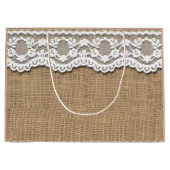 Rustieke Burlap en Lace Paper Bag Large Cadeautasje (Voorkant)