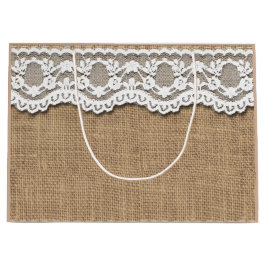 Rustieke Burlap en Lace Paper Bag Large Cadeautasje