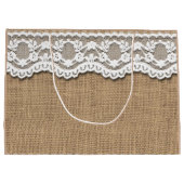Rustieke Burlap en Lace Paper Bag Large Cadeautasje (Achterkant)