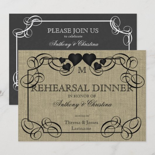 Rustieke Burlap en leisteen Kaart (Voorkant / Achterkant)