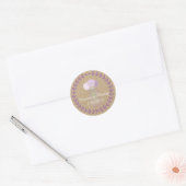 Rustieke Burlap en Paarse Mason Jar Flowers Bruilo Ronde Sticker (Envelop)