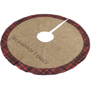 Rustieke Burlap en Red Plaid Kerstboom Rok