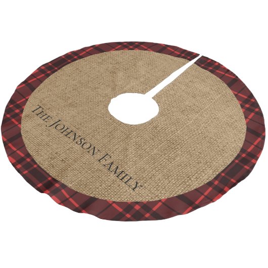 Rustieke Burlap en Red Plaid Kerstboom Rok (Gekanteld)