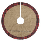 Rustieke Burlap en Red Plaid Kerstboom Rok (Voorkant)