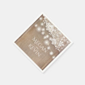 Rustieke Burlap en String Lights Lace Wedding Servetten (Hoek)