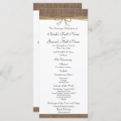 Rustieke Burlap en Twine huwelijksprogramma Programmakaart (Voorkant / Achterkant)