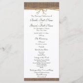 Rustieke Burlap en Twine huwelijksprogramma Programmakaart (Voorkant)