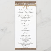 Rustieke Burlap en Twine huwelijksprogramma Programmakaart (Voorkant)