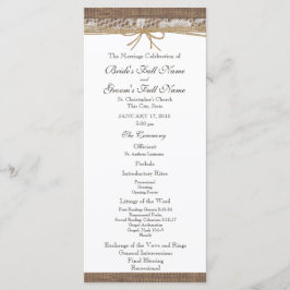 Rustieke Burlap en Twine huwelijksprogramma Programmakaart