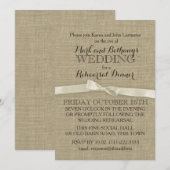 Rustieke Burlap en White Bow repetitie diner Kaart (Voorkant / Achterkant)