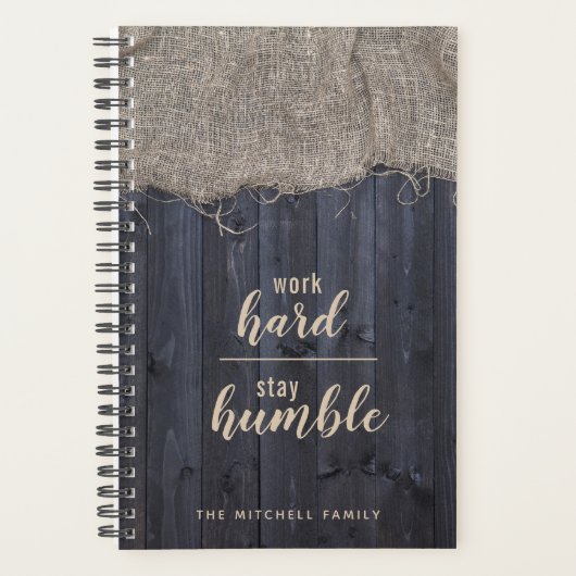 Rustieke Burlap en Wood Quote met Jouw naam Planner (Voorkant)