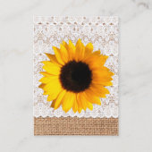 Rustieke Burlap en Zonnebloem Bruiloft behuizing K Informatiekaartje (Achterkant)