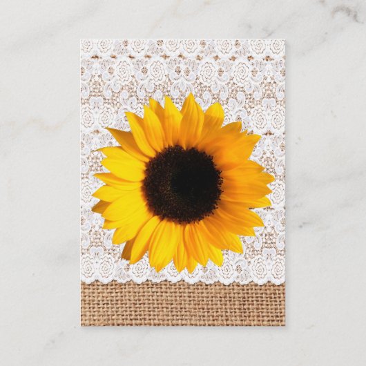 Rustieke Burlap en Zonnebloem Bruiloft behuizing K Informatiekaartje (Achterkant)