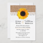 Rustieke Burlap en Zonnebloem bruiloft uitnodiging (Voorkant)