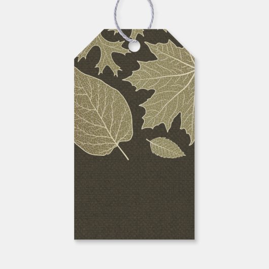 Rustieke Burlap Fall Leaves Bruiloft Dank u Labels Cadeaulabel (Achterkant)