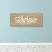 rustieke burlap familie gevestigde familienaam tek canvas afdruk (Insitu (Houten vloer))