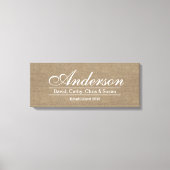 rustieke burlap familie gevestigde familienaam tek canvas afdruk (Voorkant)