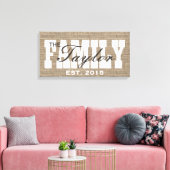 rustieke burlap familie gevestigde familienaam tek canvas afdruk (Insitu (Woonkamer))
