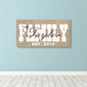 rustieke burlap familie gevestigde familienaam tek canvas afdruk (Insitu (Houten vloer))