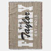 Rustieke Burlap familienaam familie gevestigd Deken (Voorkant Verticaal)