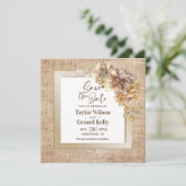 Rustieke Burlap Floral Wedding Save the Date (Staand voorkant)