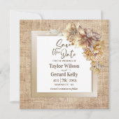 Rustieke Burlap Floral Wedding Save the Date (Voorkant)