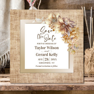 Rustieke Burlap Floral Wedding Save the Date